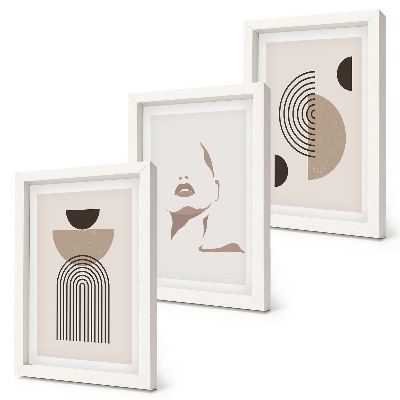 Lot de 3 tableaux Formes géométriques abstraites et silhouette du visage