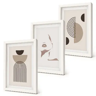 Tableaux formes géométriques abstraites et silhouette de visage lot de 3 pièces