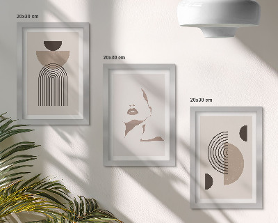 Lot de 3 tableaux Formes géométriques abstraites et silhouette du visage