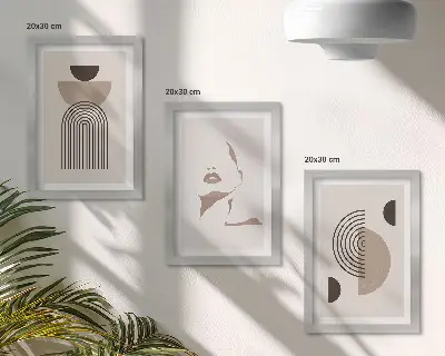 Tableaux formes géométriques abstraites et silhouette de visage lot de 3 pièces