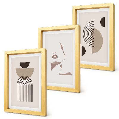 Lot de 3 tableaux Formes géométriques abstraites et silhouette du visage