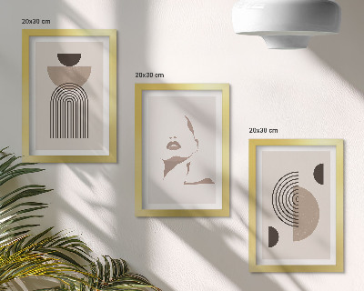 Lot de 3 tableaux Formes géométriques abstraites et silhouette du visage