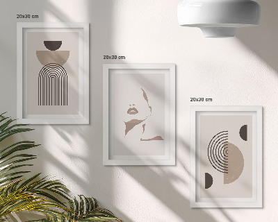 Lot de 3 tableaux Formes géométriques abstraites et silhouette du visage