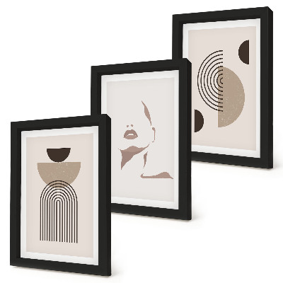 Lot de 3 tableaux Formes géométriques abstraites et silhouette du visage
