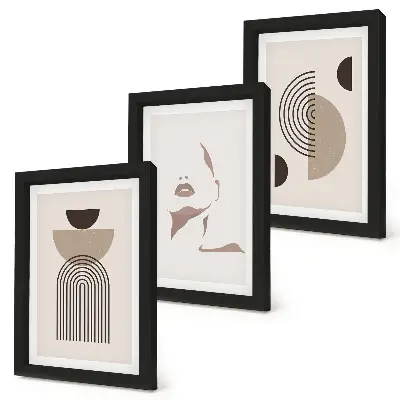 Tableaux formes géométriques abstraites et silhouette de visage lot de 3 pièces