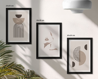 Lot de 3 tableaux Formes géométriques abstraites et silhouette du visage