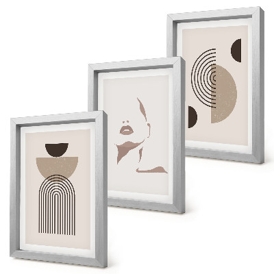 Lot de 3 tableaux Formes géométriques abstraites et silhouette du visage