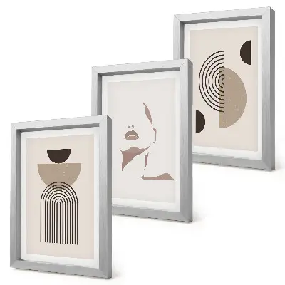 Tableaux formes géométriques abstraites et silhouette de visage lot de 3 pièces