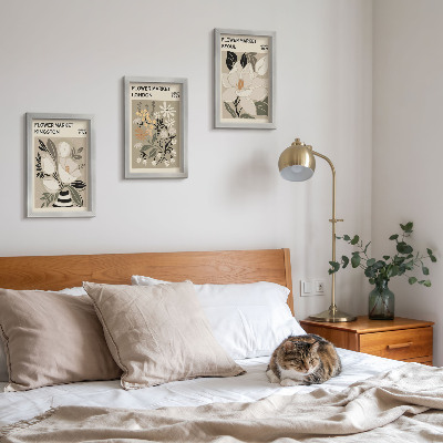 Ensemble de 3 tableaux Fleurs rétro de différentes villes du monde entier