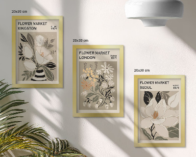 Ensemble de 3 tableaux Fleurs rétro de différentes villes du monde entier