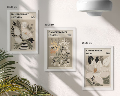 Ensemble de 3 tableaux Fleurs rétro de différentes villes du monde entier