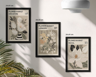 Ensemble de 3 tableaux Fleurs rétro de différentes villes du monde entier