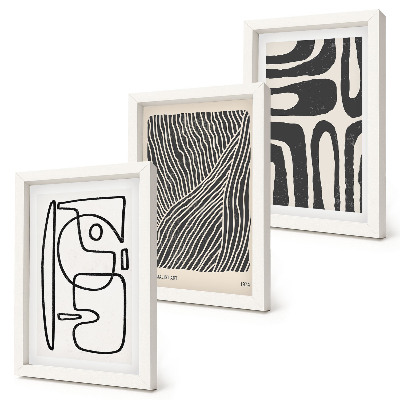Mur de cadres Motifs abstraits avec des lignes et des textures sur un fond clair