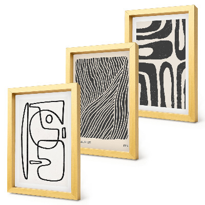Mur de cadres Motifs abstraits avec des lignes et des textures sur un fond clair