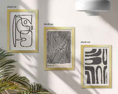 Mur de cadres Motifs abstraits avec des lignes et des textures sur un fond clair