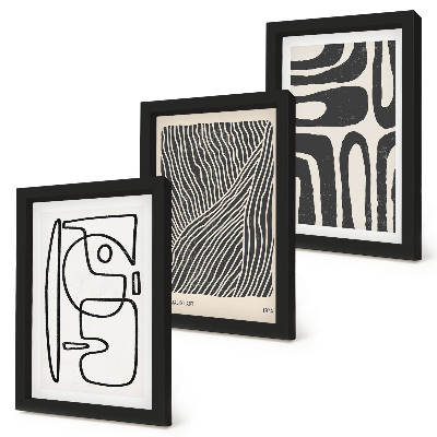 Mur de cadres Motifs abstraits avec des lignes et des textures sur un fond clair