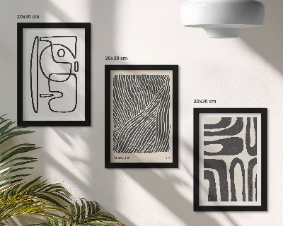 Mur de cadres Motifs abstraits avec des lignes et des textures sur un fond clair