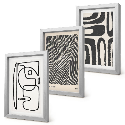 Mur de cadres Motifs abstraits avec des lignes et des textures sur un fond clair