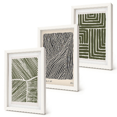 Lot de 3 tableaux Motifs de lignes et de formes dans des tons de vert