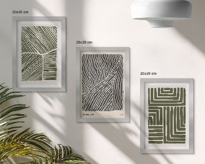 Lot de 3 tableaux Motifs de lignes et de formes dans des tons de vert