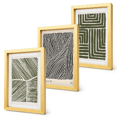 Lot de 3 tableaux Motifs de lignes et de formes dans des tons de vert
