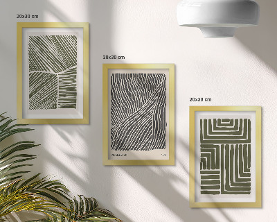 Lot de 3 tableaux Motifs de lignes et de formes dans des tons de vert