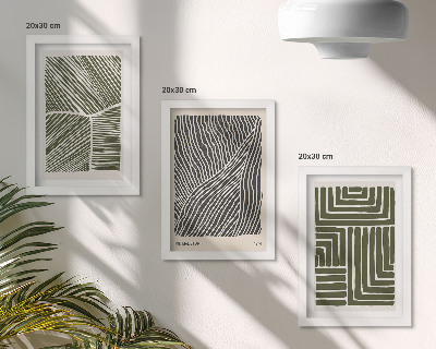 Lot de 3 tableaux Motifs de lignes et de formes dans des tons de vert