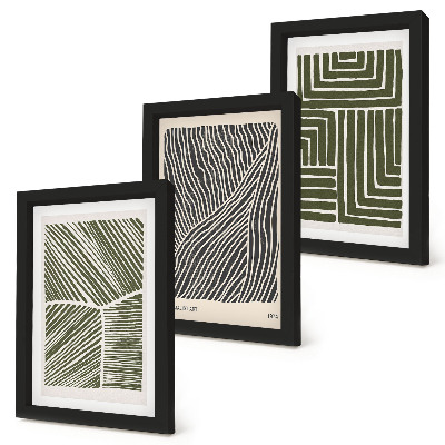 Lot de 3 tableaux Motifs de lignes et de formes dans des tons de vert