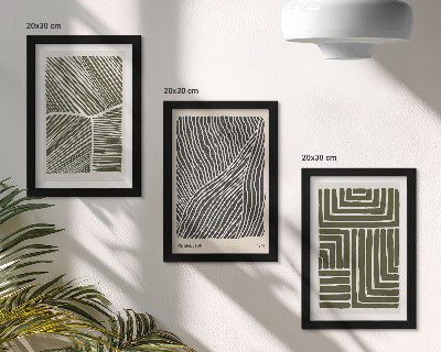 Lot de 3 tableaux Motifs de lignes et de formes dans des tons de vert