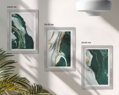 Lot de 3 tableaux Motifs de peinture abstraits verts et blancs
