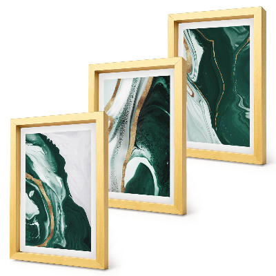 Lot de 3 tableaux Motifs de peinture abstraits verts et blancs