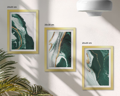 Lot de 3 tableaux Motifs de peinture abstraits verts et blancs