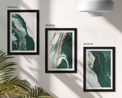 Lot de 3 tableaux Motifs de peinture abstraits verts et blancs