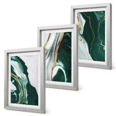 Lot de 3 tableaux Motifs de peinture abstraits verts et blancs