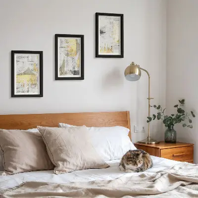 Ensemble de 3 tableaux motifs de peinture abstraits minimalistes tendance