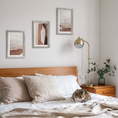 Mur de cadres Motifs abstraits dans les tons de brun et de beige