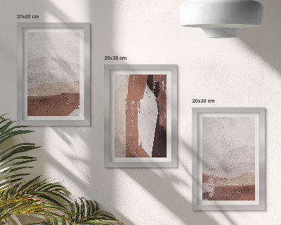 Mur de cadres Motifs abstraits dans les tons de brun et de beige