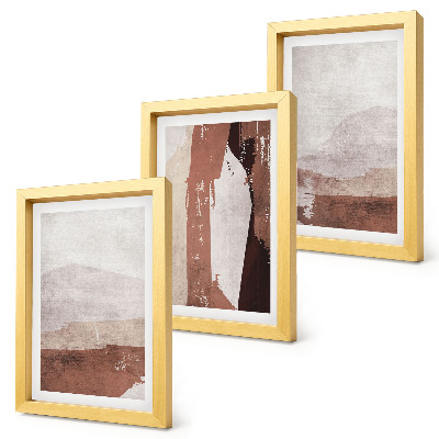 Mur de cadres Motifs abstraits dans les tons de brun et de beige
