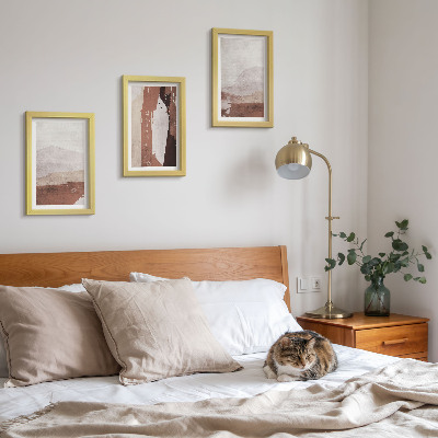 Mur de cadres Motifs abstraits dans les tons de brun et de beige