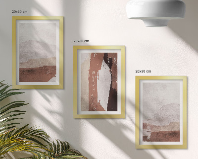 Mur de cadres Motifs abstraits dans les tons de brun et de beige