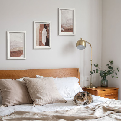 Mur de cadres Motifs abstraits dans les tons de brun et de beige