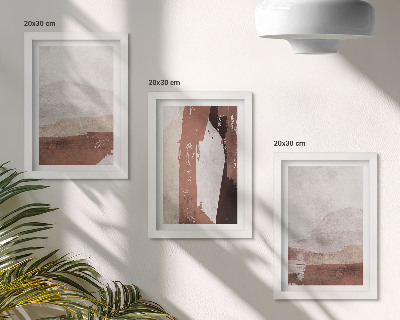 Mur de cadres Motifs abstraits dans les tons de brun et de beige
