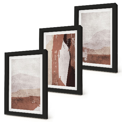 Mur de cadres Motifs abstraits dans les tons de brun et de beige