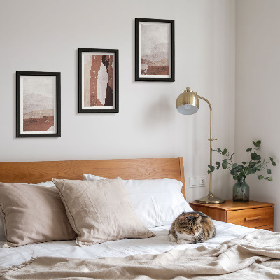 Mur de cadres Motifs abstraits dans les tons de brun et de beige