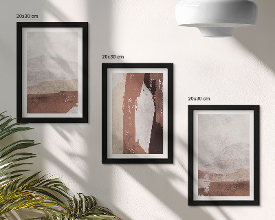 Mur de cadres Motifs abstraits dans les tons de brun et de beige