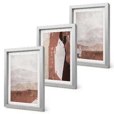 Mur de cadres Motifs abstraits dans les tons de brun et de beige