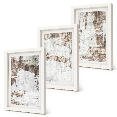 Lot de 3 tableaux Motifs abstraits dans les tons de blanc et de brun