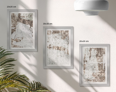 Lot de 3 tableaux Motifs abstraits dans les tons de blanc et de brun