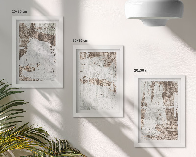 Lot de 3 tableaux Motifs abstraits dans les tons de blanc et de brun