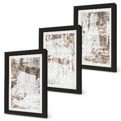 Lot de 3 tableaux Motifs abstraits dans les tons de blanc et de brun